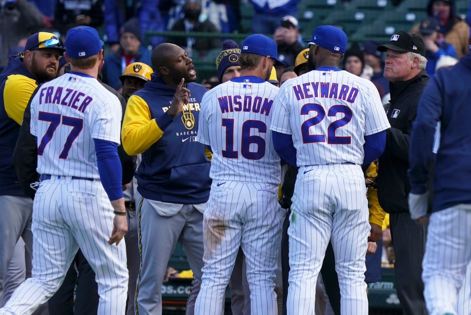 Benches clear after 5HBPs and Cubs bash Brewers 90; Suzuki 3 RBIs