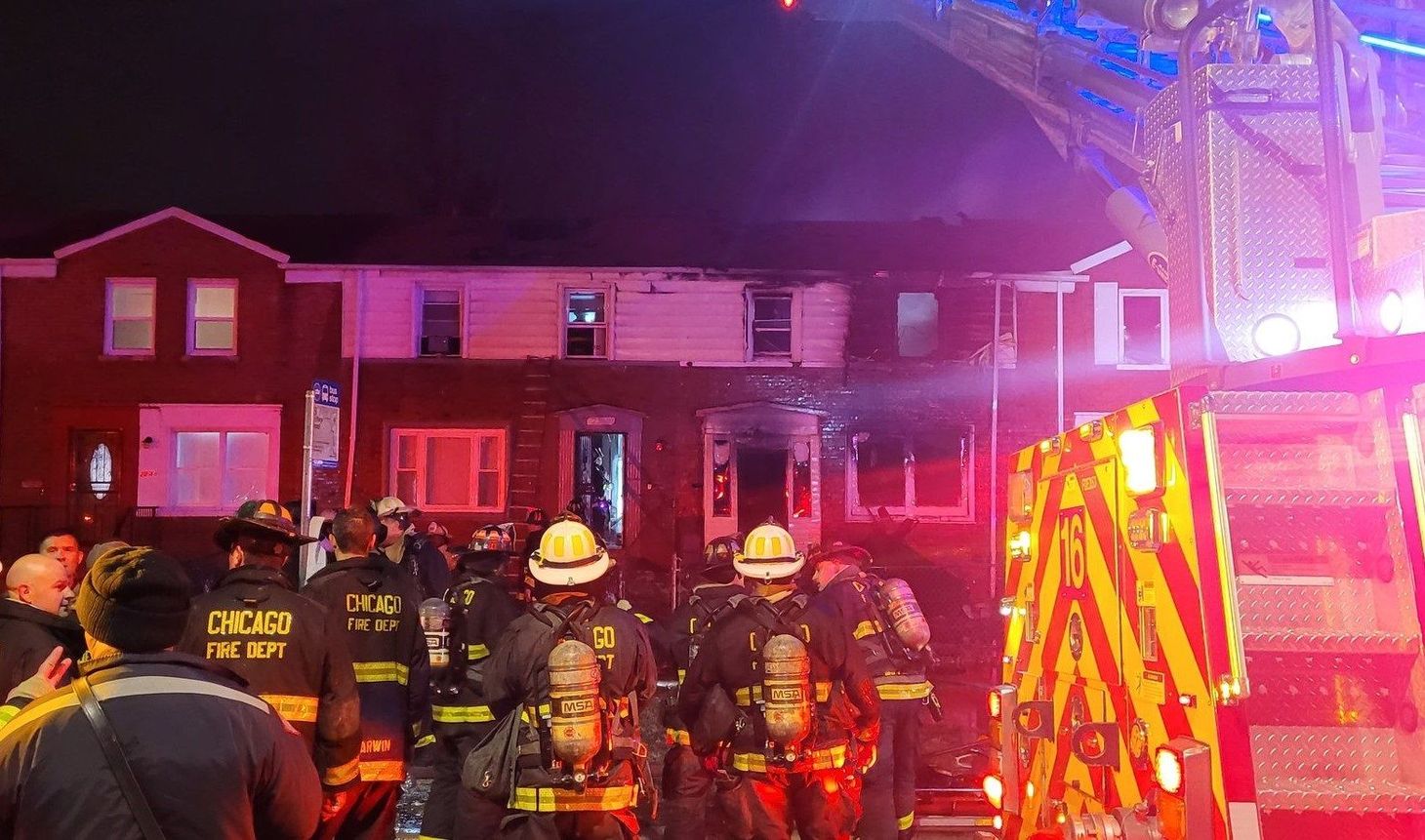 Floor collapses onto Chicago firefighters battling fire
